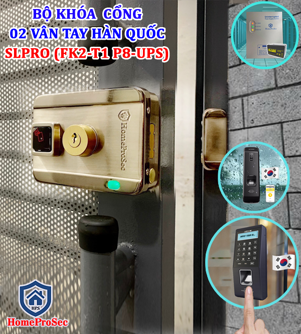 Bộ khóa 02 vân tay 100 User Hàn Quốc -Made in Korea ( FK2-T1 P8-UPS)